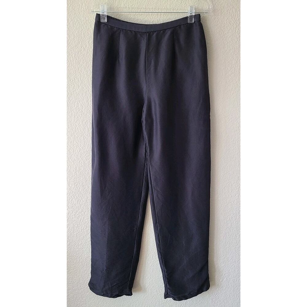 David Warren New York 100% Silk Pants Size 8 High Waist Black Cocktail Party‎